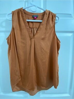 Vince Camuto Sleeveless V-Neck Tank in Rust Orange